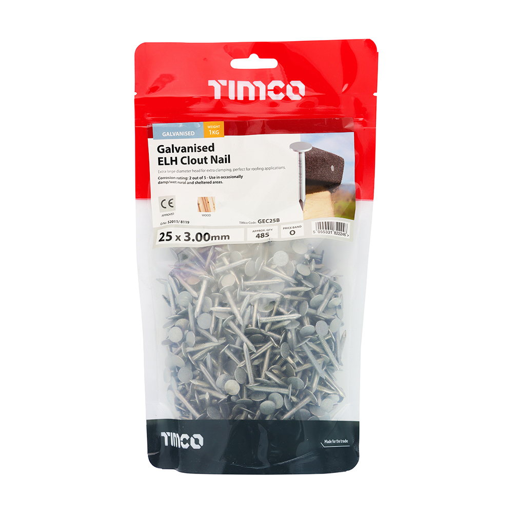 Galvanised Roofing Clout Nails 25mm 2