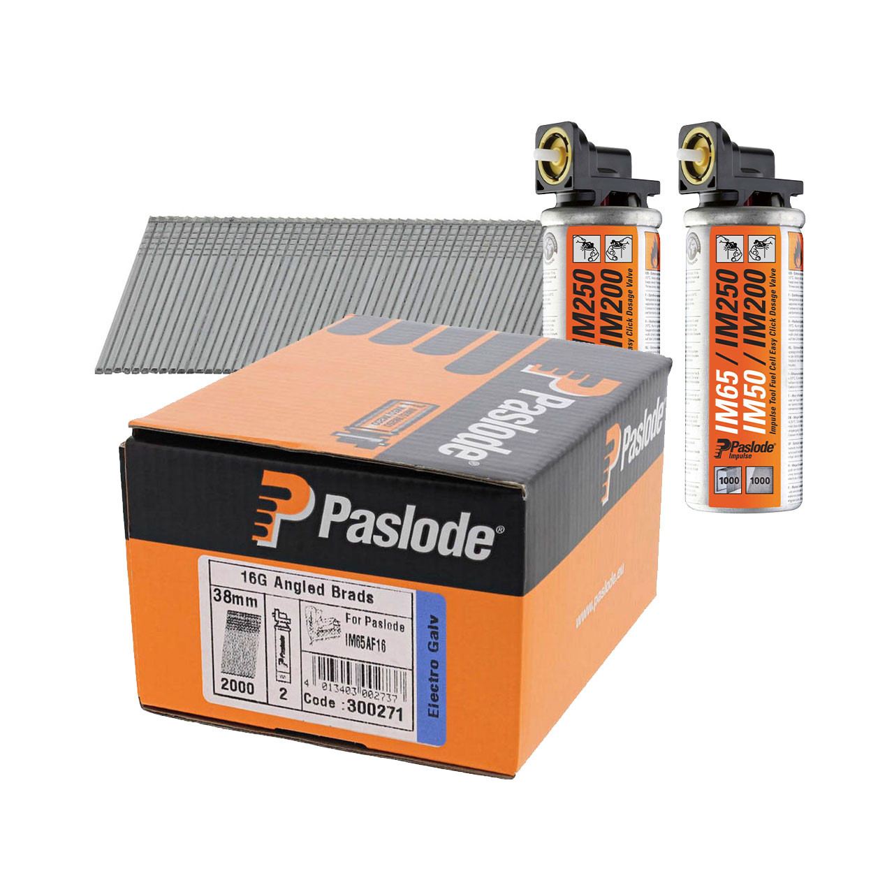 Paslode 16 Gauge 63mm Angled Brad Nails Fuel Pack IM65A 300274